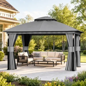 Louvre 11'X13' Steel Double Roof Soft Top Gazebo